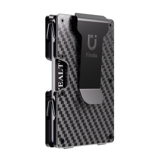 Findu Carbon Fiber Removable Money Clip Cash Wallet & Card Holder - Ultra-Light with Anti-Skimming Protection