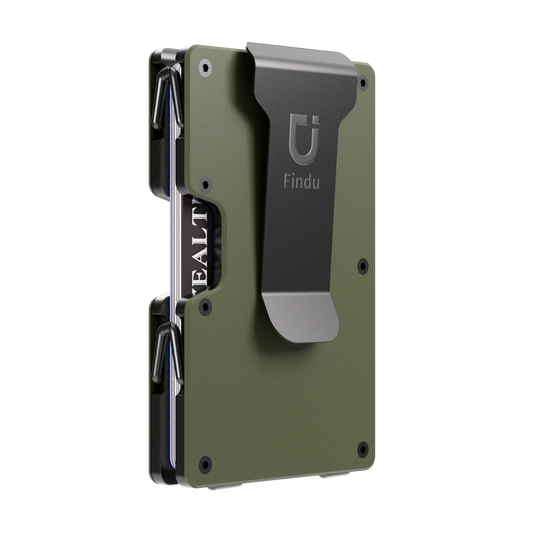 Findu Green Removable Money Clip Cash Wallet & Card Holder - Ultra-Light with Anti-Skimming Protection